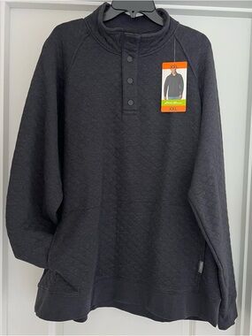 Men’s Eddie Bauer L/S Quilted 1/4 Snap Pullover w/ Pockets. XXL. Gray. NWT.